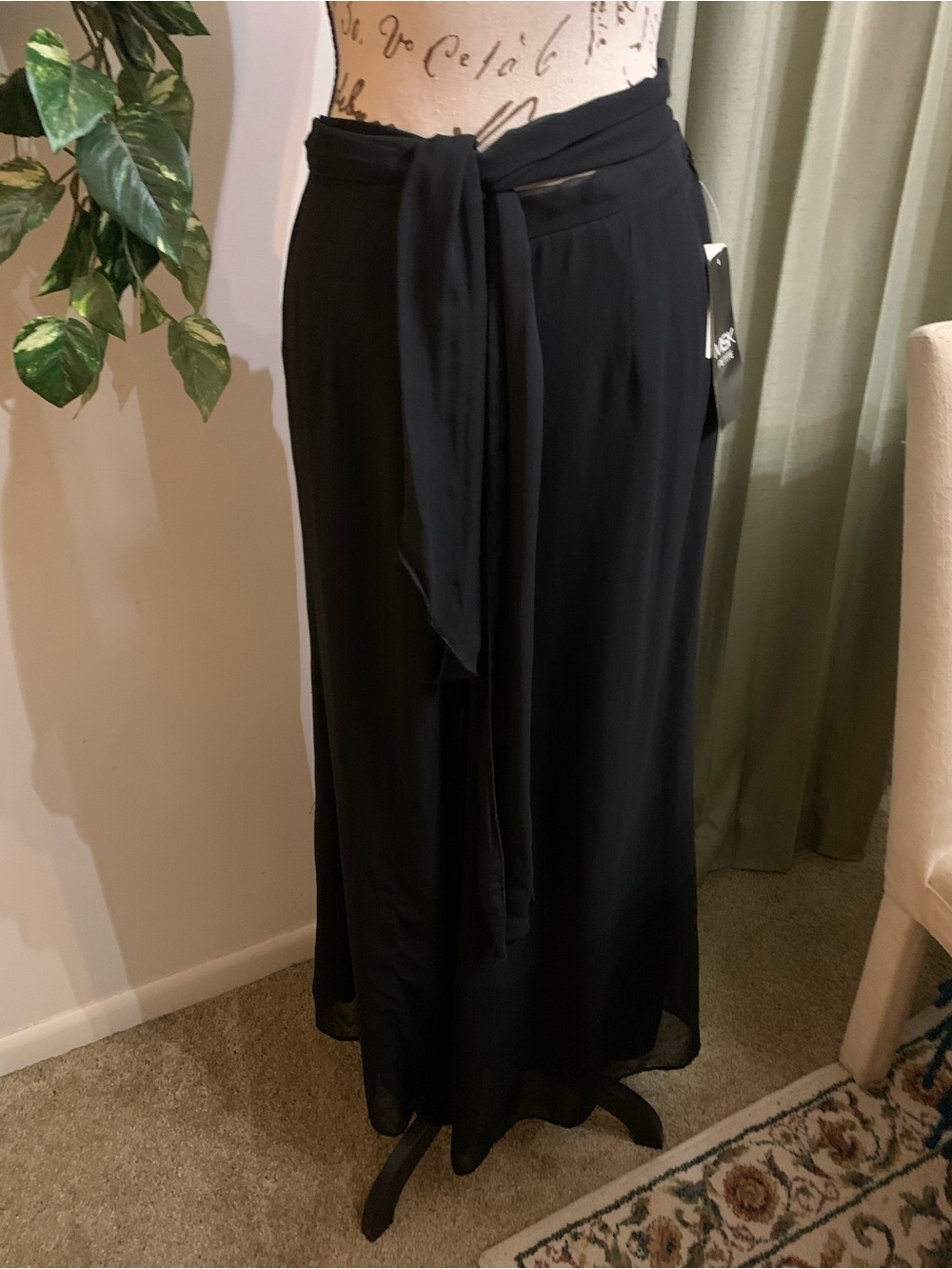 MSK Black Tie-Front Maxi Pants